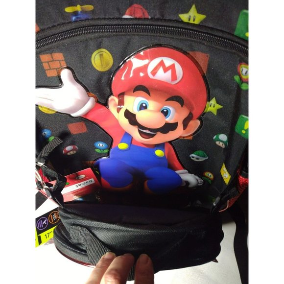 Nintendo Accessories Super Mario Backpack With Laptop Sleeve Lanyard Gadget Case And Lunch
